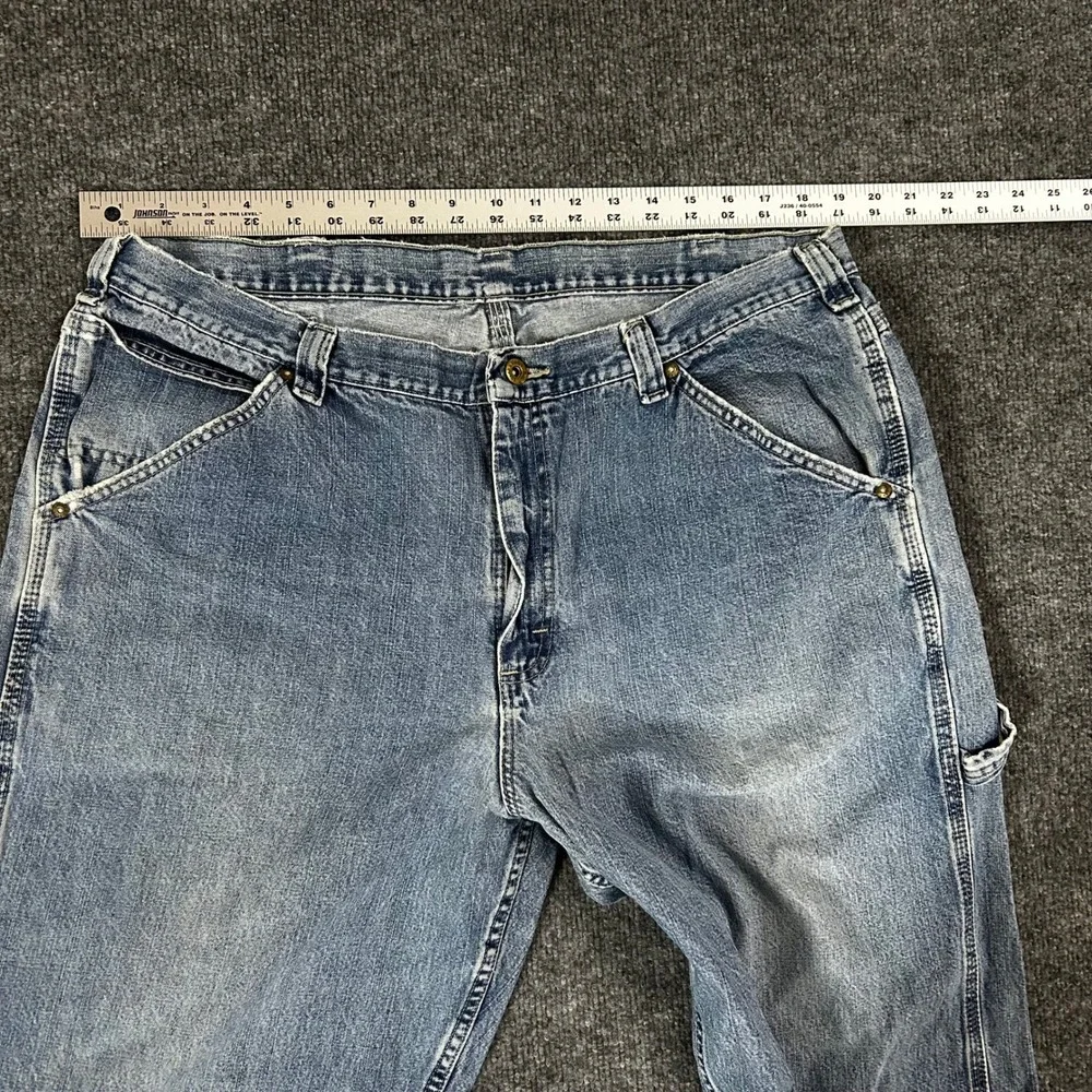 Wrangler Carpenter Jeans Mens Size 40 Blue Denim Relaxed Fit Distressed Workwear